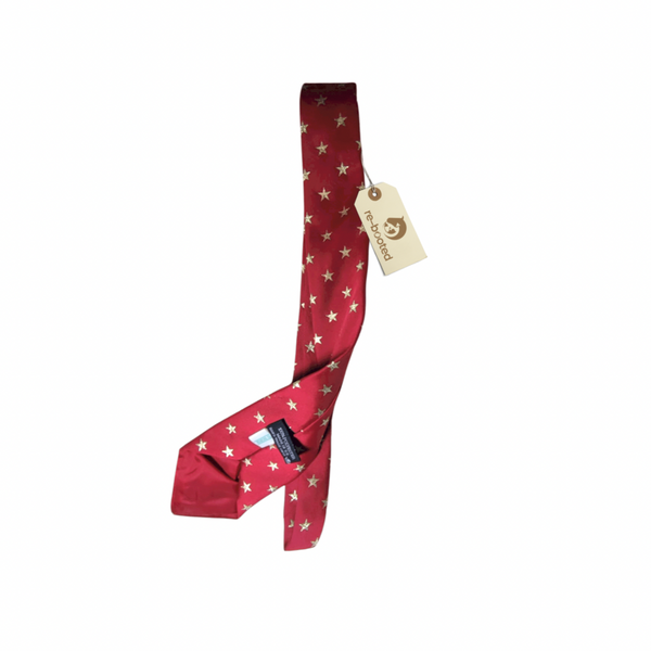 IV Horse tie- Red with Gold metallic thread stars  (Adult)